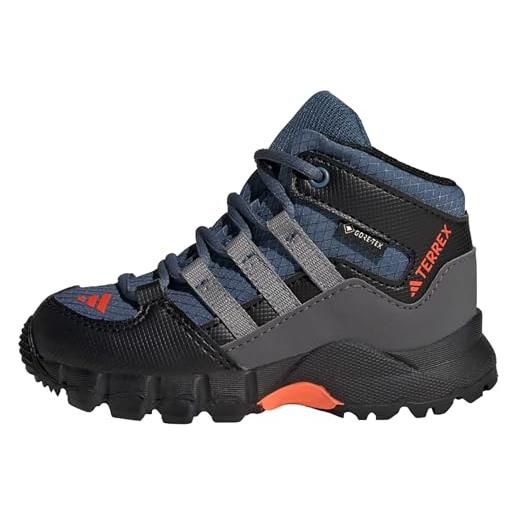 adidas terrex mid gore-tex hiking, scarpe da escursionismo unisex - bimbi 0-24, wonder steel grey three impact orange, 25 eu