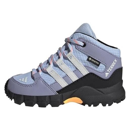 adidas terrex mid gore-tex hiking, scarpe da escursionismo unisex - bimbi 0-24, blue dawn grey one solar gold, 22 eu