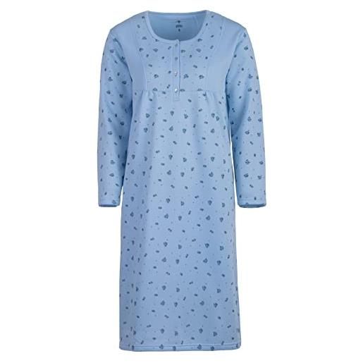 Lucky camicia da notte donna manica lunga a fiori termo d'inverno, farbe: blau, größe-damen: m