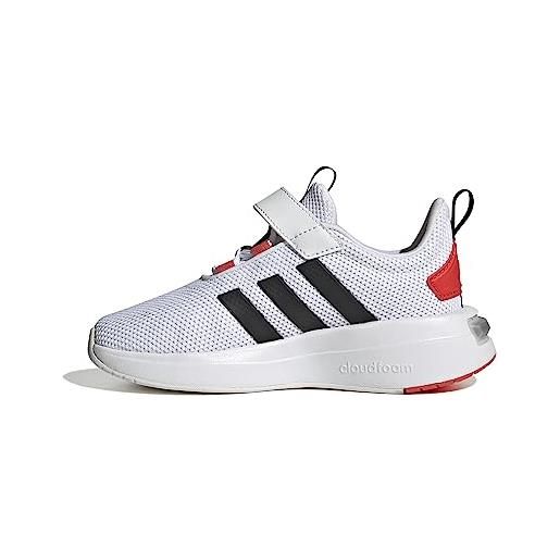 adidas racer tr23, scarpe da ginnastica unisex - bambini e ragazzi, ftwr white core black bright red strap, 30 eu