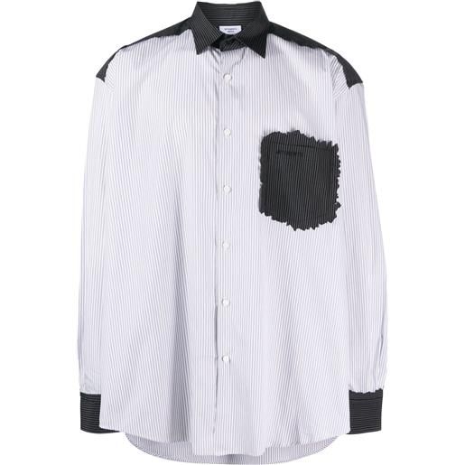 VETEMENTS camicia a righe con design patchwork - bianco