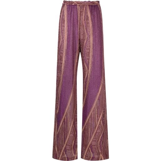 Forte Forte patterned-intarsia high-waisted trousers - rosa