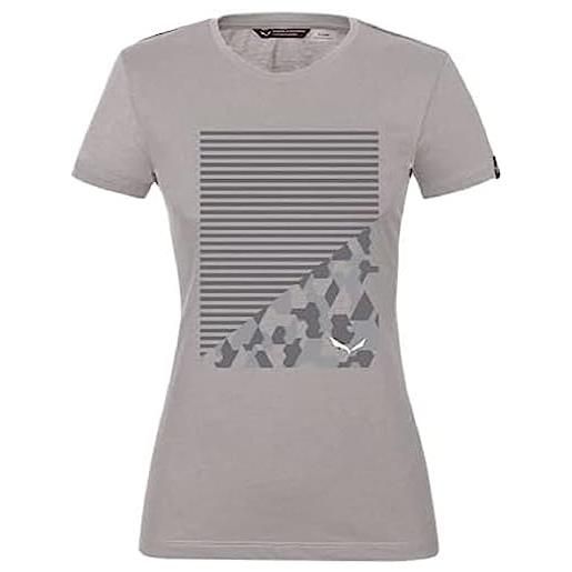 Salewa donna geometric dry w t-shirt t-shirt, heather grey/camou&stripes, 48/42
