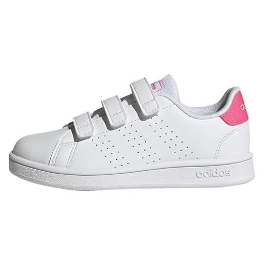 adidas advantage lifestyle court hook-and-loop shoes, low (non football), ftwr white/ftwr white/better scarlet, 31 eu