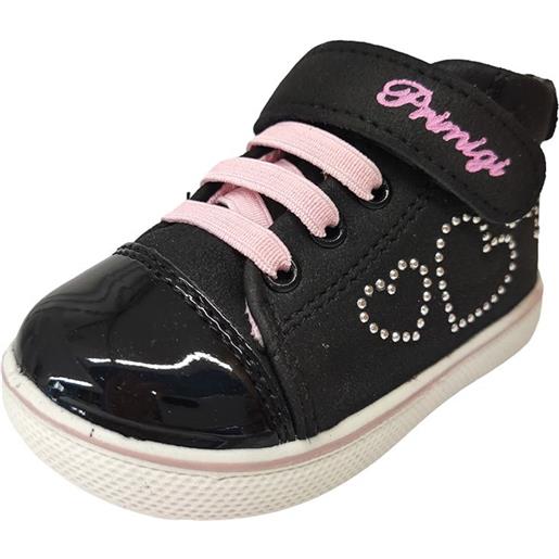 Sneakers a strappo con cuori glitterati colore in vernice nero e rosa - primigi