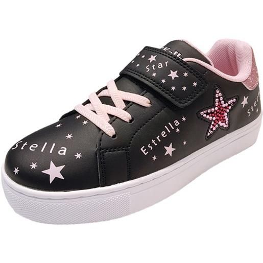 Sneakers colore nero e rosa con stella di strass - lelli kelly