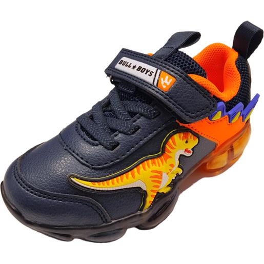 Sneakers t-rex colore blu e arancione - bull boys
