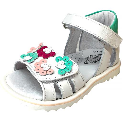 Sandalo bambina colore bianco - verde acqua con fiorellini - balducci