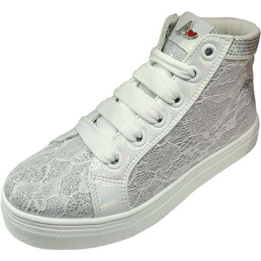 Sneakers alta in pizzo bianco - asso