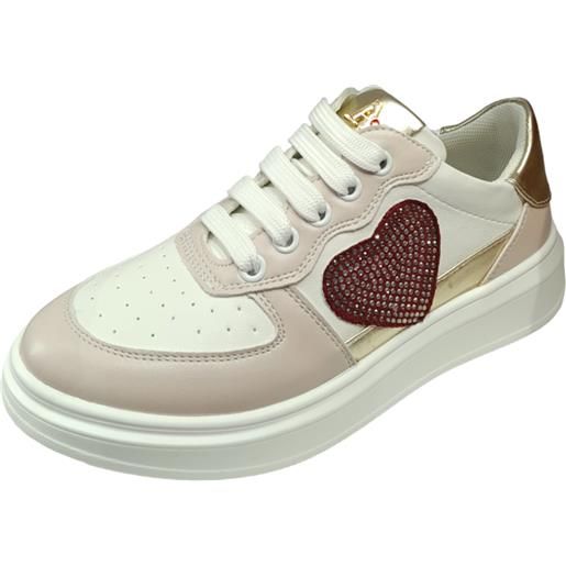 Sneakers pink-white con cuore - asso