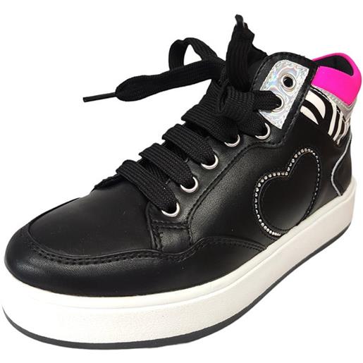 Sneakers alta colore nero - fucsia - asso