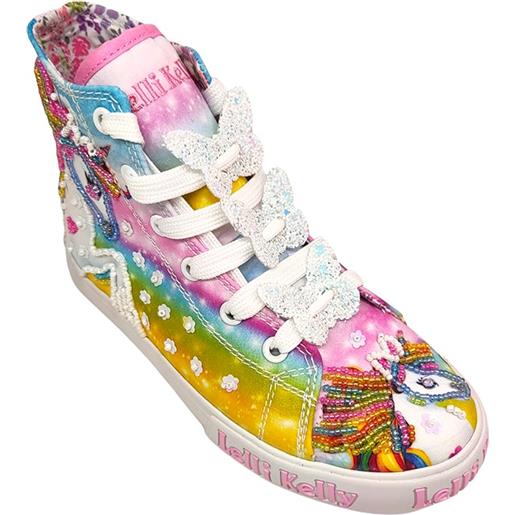 Sneakers alte con unicorno e fondo arcobaleno - lelli kelly