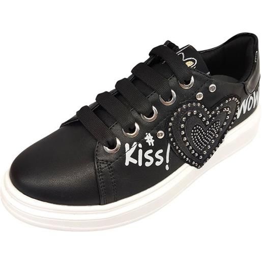 Sneakers nera scritta kiss - asso