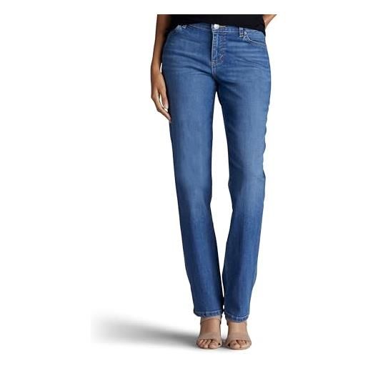 Lee women's petite relaxed fit straight leg jean, meridian blue, 12 short