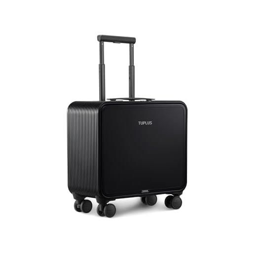 TUPLUS valigia a guscio rigido per il trasporto di bagagli con 4 ruote rotanti in alluminio con chiusura tsa, serie quick (black, 48 x 42 x 20.8 cm)