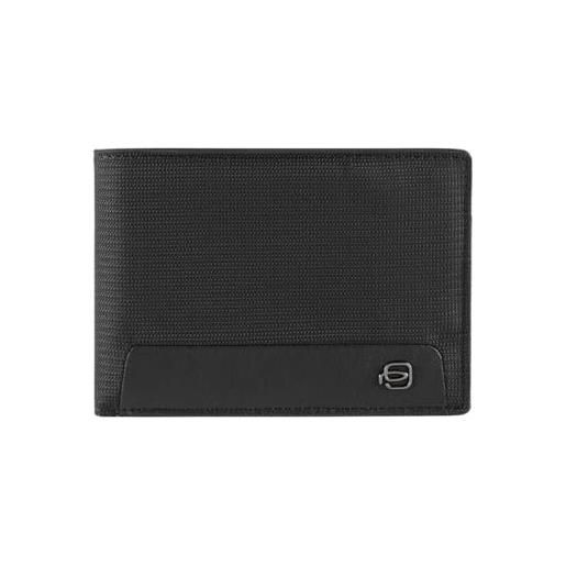 PIQUADRO portafoglio portamonete outpu257s115r in tessuto tecnico riciclato con dettagli in pelle bovina 13x10x2 cm circa (nero)