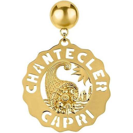 Chantecler Capri mono orecchino chantecler logo grande cornucopia in oro giallo e diamanti