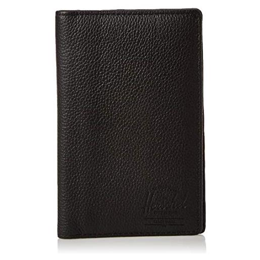 Herschel 10396-01885 search leather rfid black pebbled leather unisex - adulto porta passaporto taglia unica
