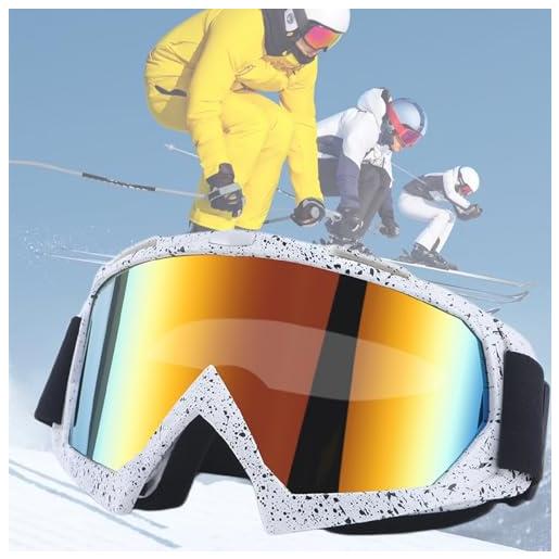 Weploda maschera sci unisex otg, occhiali da snowboard antiappannamento uv, occhiali hd per la guida in moto, built-in cushioning sponge, per lo sci, la guida fuoristrada e i viaggi