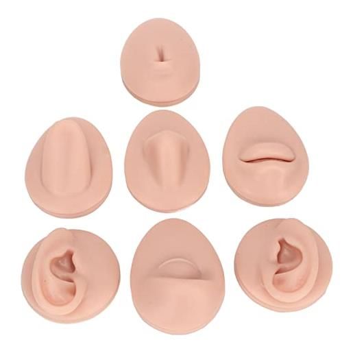 Brrnoo modello di pratica per piercing al corpo, simulazione in silicone orecchio occhio naso bocca modello lingua e ombelico per novizio piercer, modello bocca in silicone (colore della pelle medio)
