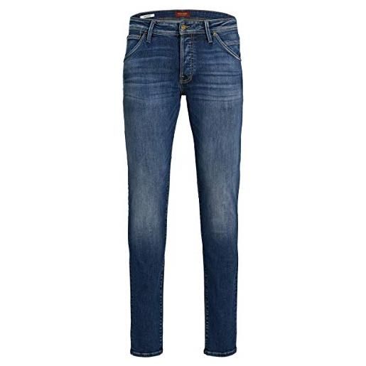 JACK & JONES jeans glenn lavaggio denim più chiaro sul davanti e vita bassa. (28w / 30l, blu)