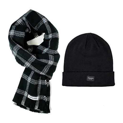 Jack & jones jacfrost dna and scarf gift box cappello, black/pack: black beanie, taglia unica uomo