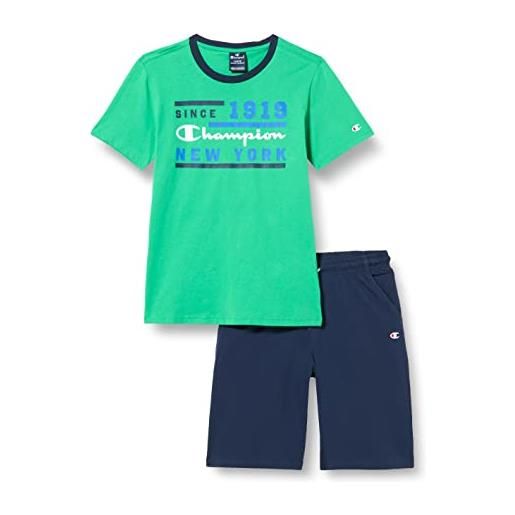 Champion legacy graphic shop s/s t-shirt & long shorts completo, (blu cobalto/blu marino), 11-12 anni bambini e ragazzi
