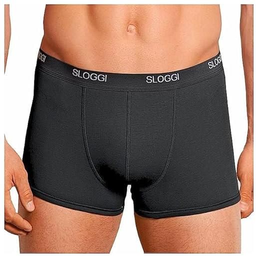 Sloggi 3-6 pezzi boxer uomo cotone elasticizzato - boxer uomo aderenti boxer uomo elastico esterno art basic short (s, 3 pezzi nero)