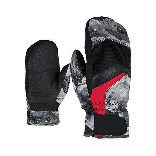 Ziener labinos as(r) mitten glove junior, guanti da sci/sport invernali, impermeabili, traspiranti. Bambino, stampa grigio, set da 3