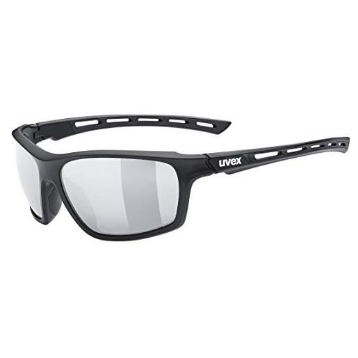 Uvex sportstyle 229, occhiali sportivi unisex, specchiato, comfort senza pressione e tenuta perfetta, black matt/silver, one size
