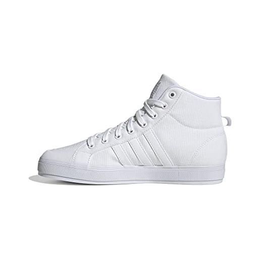 adidas bravada 2.0 lifestyle skateboarding canvas mid-cut shoes, (football) uomo, ftwr white/ftwr white/off white, 43 1/3 eu