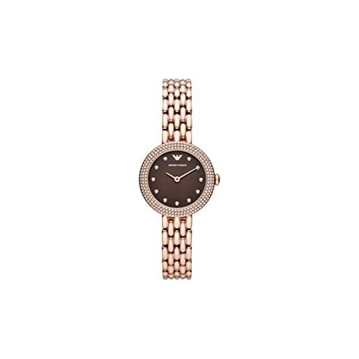 Emporio Armani orologio donna, movimento a due lancette, cassa in acciaio inossidabile oro rosa 30 mm con bracciale in acciaio inossidabile, ar11418