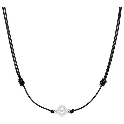 Valero Pearls catena da donna in argento sterling 925 con rodio con perle coltivate d'acqua dolce bianco 60200912