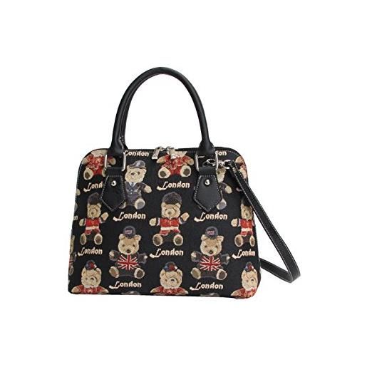 Signare tapestry arazzo top handle borsa borse donna, borsa donna tracolla con disegni di londra (orso di londra)