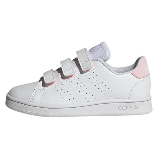 adidas advantage cf, scarpe da ginnastica, ftwr white/ftwr white/clear pink, 28 eu