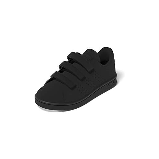 adidas advantage court lifestyle hook-and-loop shoes, scarpe da ginnastica, ftwr white/core black/silver met, 33 eu