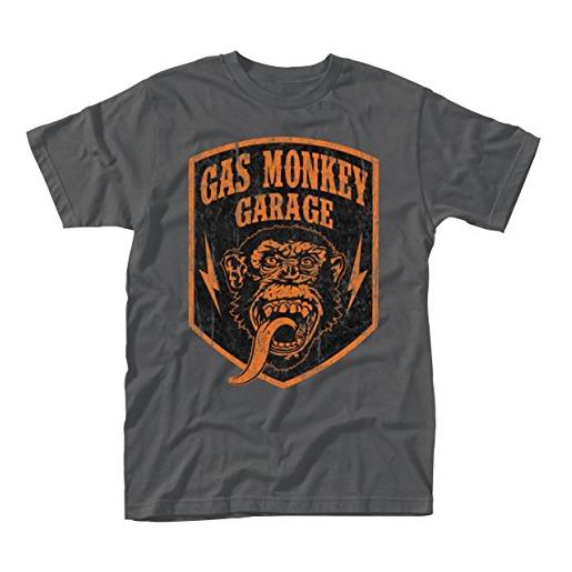 Plastic Head gas monkey garage shield t-shirt, grigio, m uomo