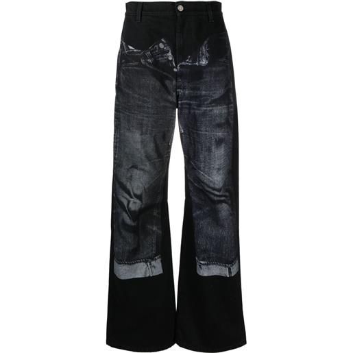 Jean Paul Gaultier jeans a gamba ampia con stampa - nero