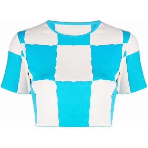 Jacquemus top crop con design patchwork - blu