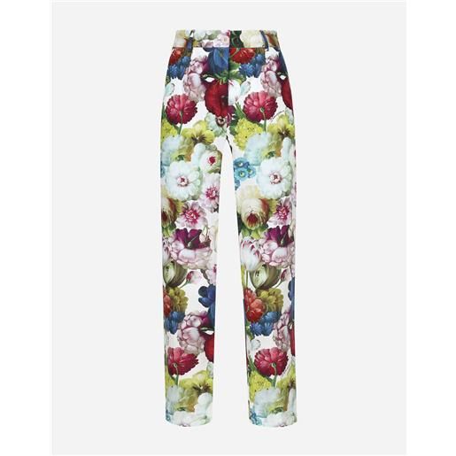 Dolce & Gabbana pantaloni in cotone stampa fiore notturno