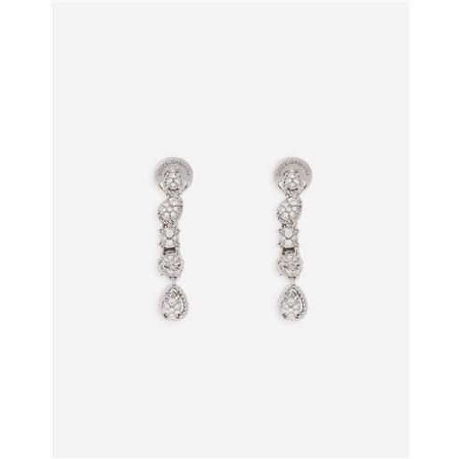 Dolce & Gabbana orecchini easy diamond in oro bianco 18kt e pavé di diamanti
