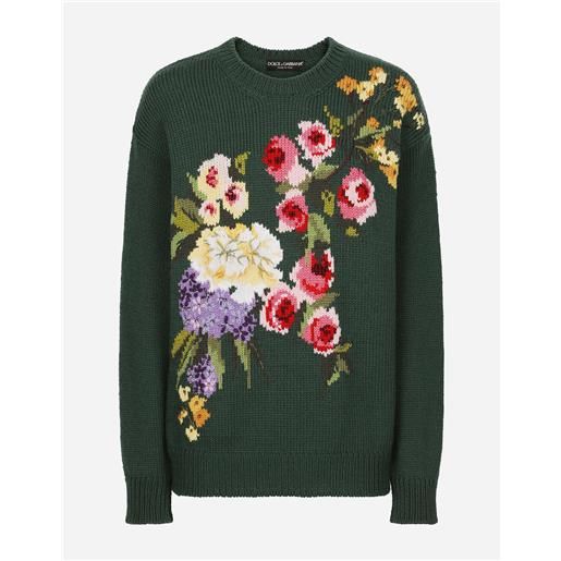 Dolce & Gabbana maglia in lana con intarsio fiori