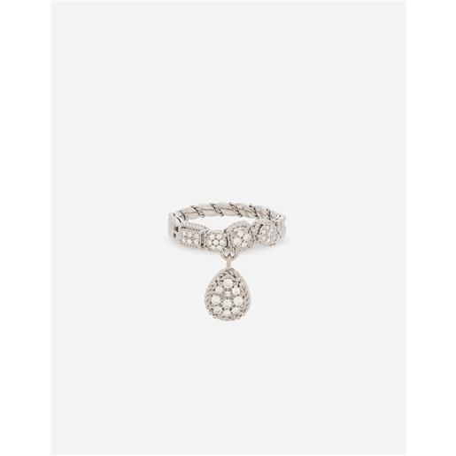 Dolce & Gabbana anello easy diamond in oro bianco 18kt e pavé di diamanti