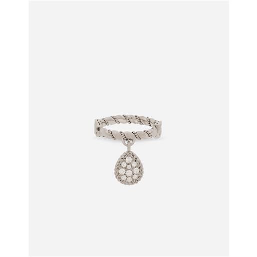 Dolce & Gabbana anello easy diamond in oro bianco 18kt e pavé di diamanti
