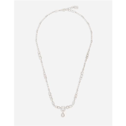 Dolce & Gabbana collana easy diamond in oro bianco 18kt e pavé di diamanti