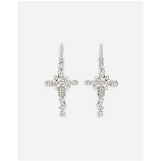 Dolce & Gabbana pendente easy diamond in oro bianco 18kt e pavè di diamanti