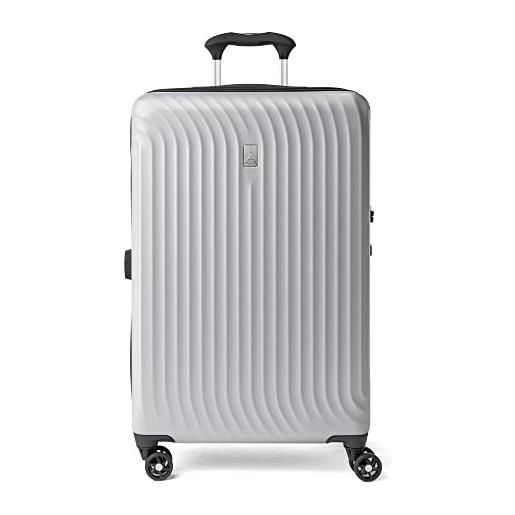 Travelpro maxlite air bagaglio a mano espandibile con lato rigido, 8 ruote piroettanti, valigia rigida leggera in policarbonato, argento metallizzato, media a quadri 64 cm