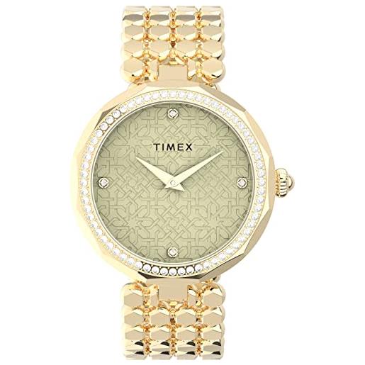 Timex orologio trend 34mm da donna - cassa dorata con quadrante champagne e rose gold-tone bracelet tw2v02500