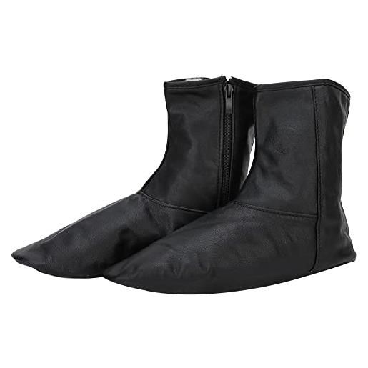 Biitfuu calze con cerniera in pelle calze invernali con preghiera termica islamica calze unisex in pelle musulmana pantofole per uomo e donna 35-45(43-nero)