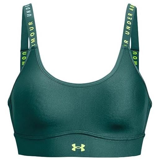 Under Armour infinity mid impact bra sport bras, (722) teal/coastal teal/lime surge, s donna
